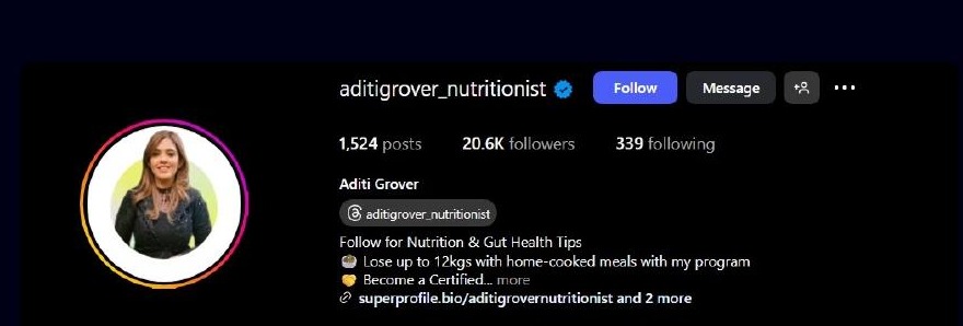 Aditi Grover profile evidence