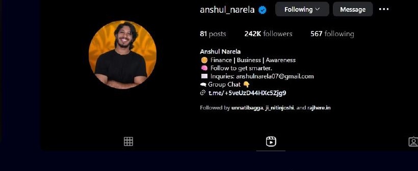 Anshul Narela profile evidence